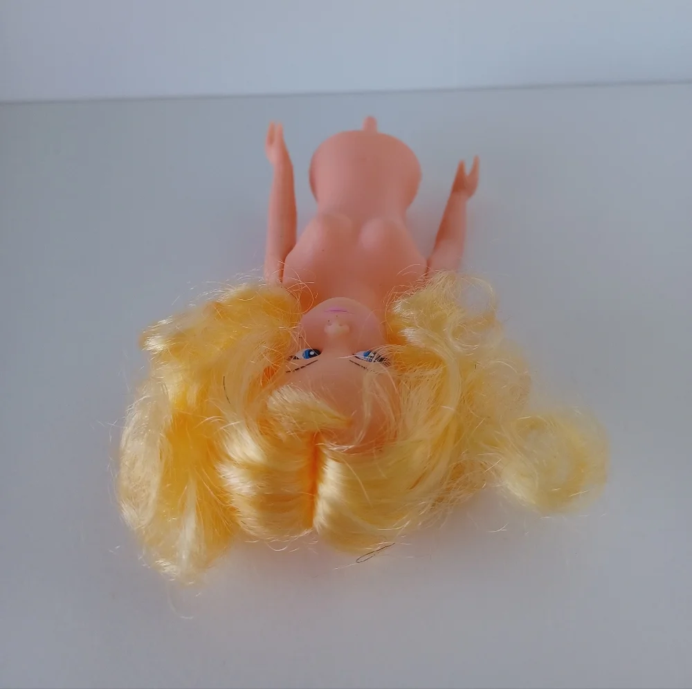 Vintage Blonde Doll Cake Topper Pick Blue Eyes Off Brand Retro Craft Decor